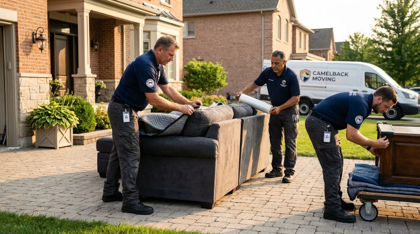 Large estate moving crew wrapping furniture in Kapaau, HI