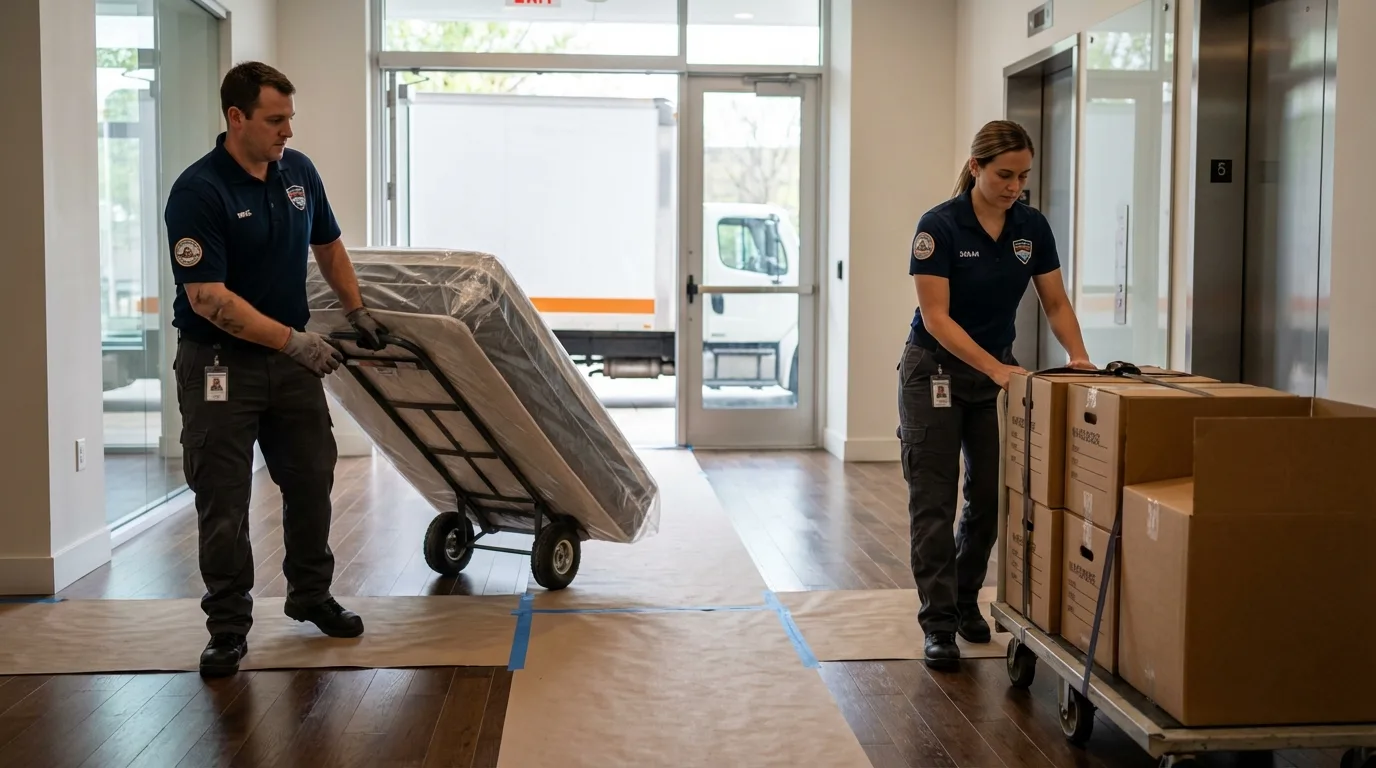 Professional apartment movers loading elevator in Kapaau, HI